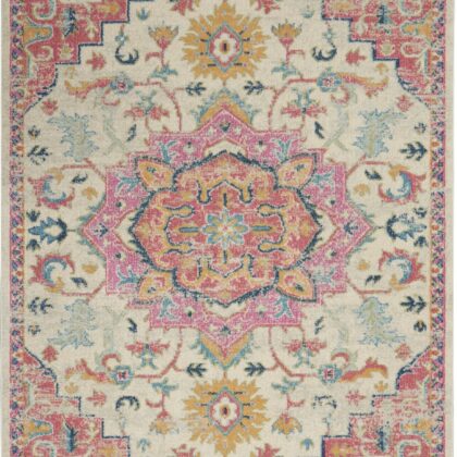 4' X 6' Pink And Ivory Southwestern Dhurrie Area Rug