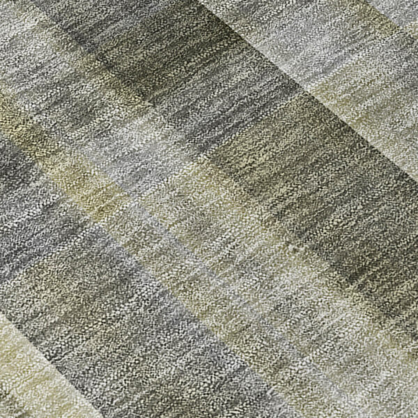 2' X 8' Gray Plaid Washable Non Skid Indoor Outdoor Runner Rug