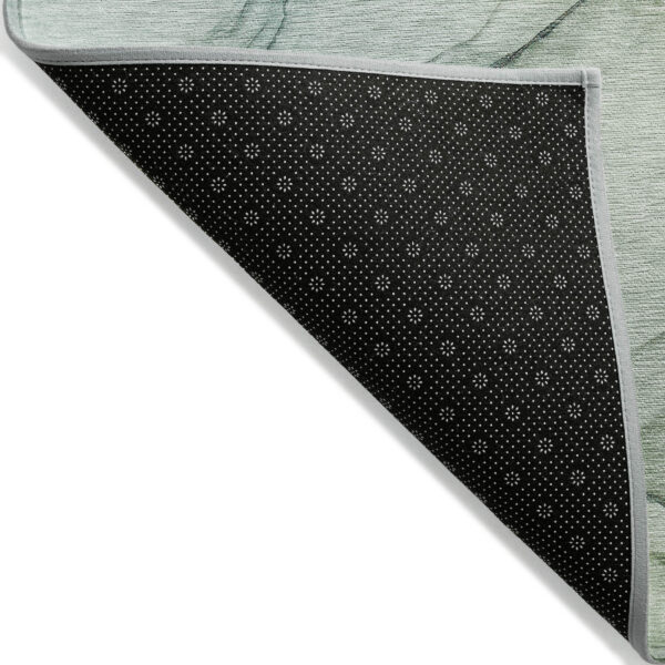 8' X 10' Green Abstract Washable Non Skid Indoor Outdoor Area Rug