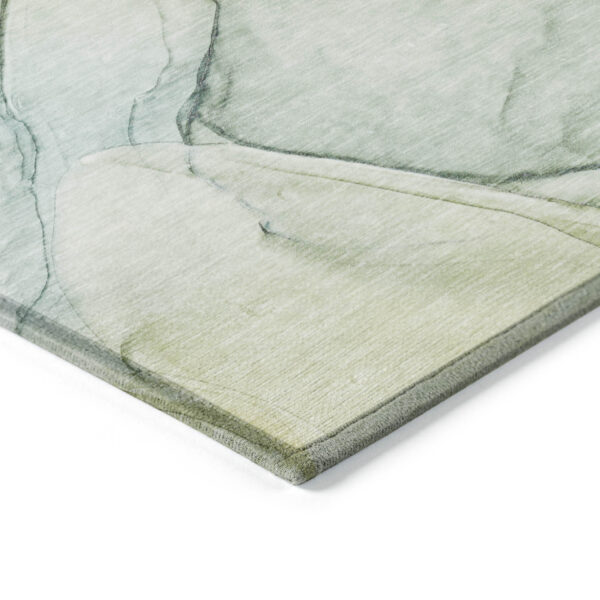 8' X 10' Green Abstract Washable Non Skid Indoor Outdoor Area Rug