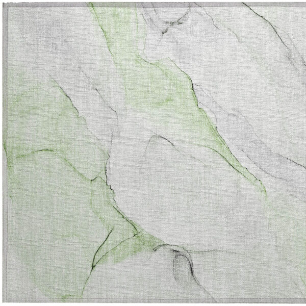 2' X 3' Green Abstract Washable Non Skid Indoor Outdoor Area Rug