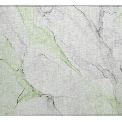 2' X 3' Green Abstract Washable Non Skid Indoor Outdoor Area Rug