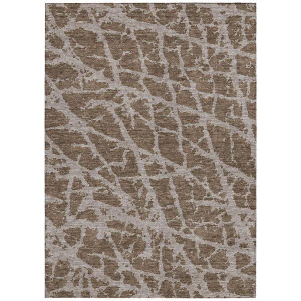 8' X 10' Brown Abstract Washable Non Skid Indoor Outdoor Area Rug