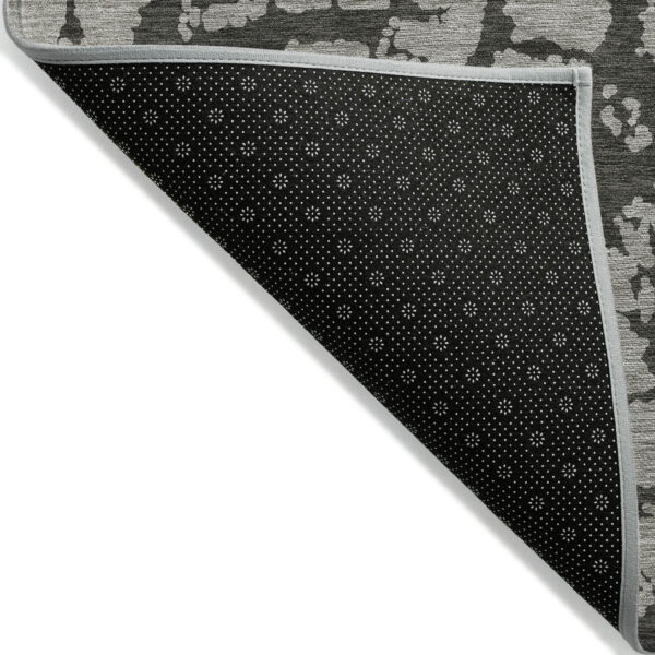 8' X 10' Gray and Black Abstract Washable Indoor Outdoor Area Rug