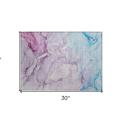 2' X 3' Purple Abstract Washable Non Skid Indoor Outdoor Area Rug