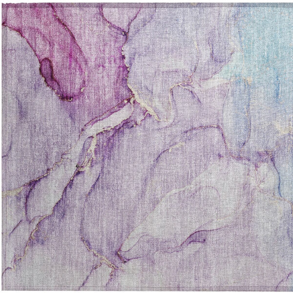 2' X 3' Purple Abstract Washable Non Skid Indoor Outdoor Area Rug