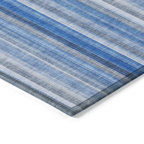 9' X 12' Blue Striped Washable Non Skid Indoor Outdoor Area Rug