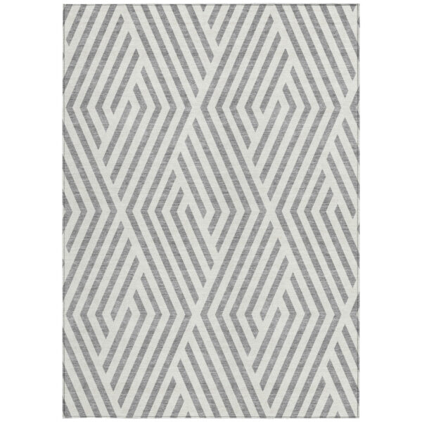 10' X 14' Gray and Ivory Geometric Washable Non Skid Indoor Outdoor Area Rug