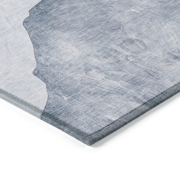 8' Runner Blue Gray and Black Abstract Washable Non Skid Indoor Outdoor Runner Rug