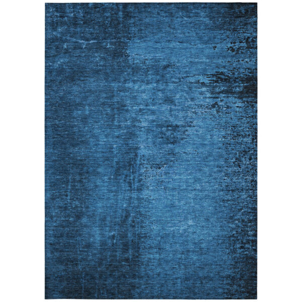 5' X 8' Navy Blue Abstract Washable Non Skid Indoor Outdoor Area Rug
