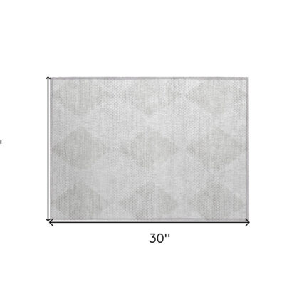 2' X 3' Ivory Geometric Washable Non Skid Indoor Outdoor Area Rug