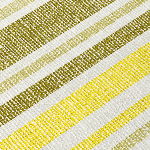 3' X 5' Khaki Yellow and Gray Striped Washable Non Skid Indoor Outdoor Area Rug