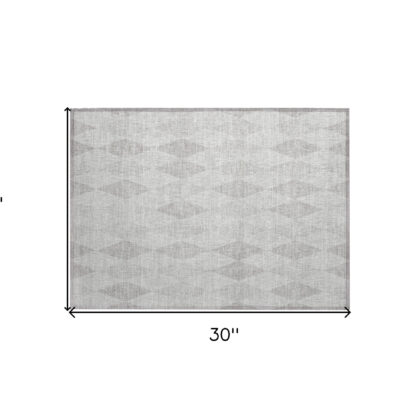 2' X 3' Gray Geometric Washable Non Skid Indoor Outdoor Area Rug