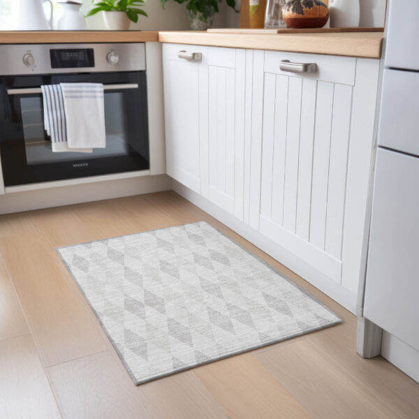 2' X 3' Gray Geometric Washable Non Skid Indoor Outdoor Area Rug