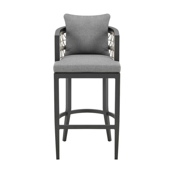 37" Gray Metal Outdoor Counter Height Bar chair with Footrest