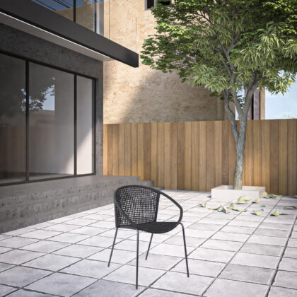 Set of Two 25" Black Metal Outdoor Dining Chair