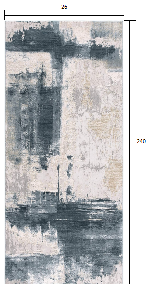 20' Blue And Ivory Abstract Dhurrie Runner Rug