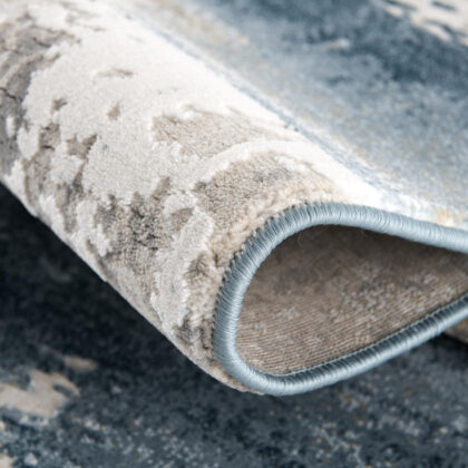20' Blue And Ivory Abstract Dhurrie Runner Rug