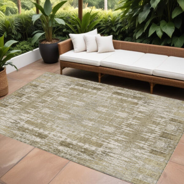 8' X 10' Beige Ivory And Tan Moroccan Washable Indoor Outdoor Area Rug