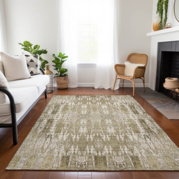 8' X 10' Beige Ivory And Tan Moroccan Washable Indoor Outdoor Area Rug