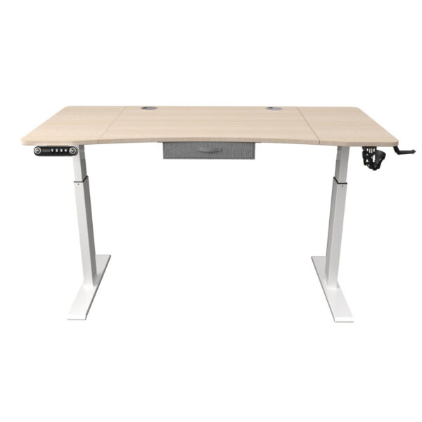 Adjustable Oak and White Wood and Metal Standing Desk