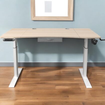 Adjustable Oak and White Wood and Metal Standing Desk