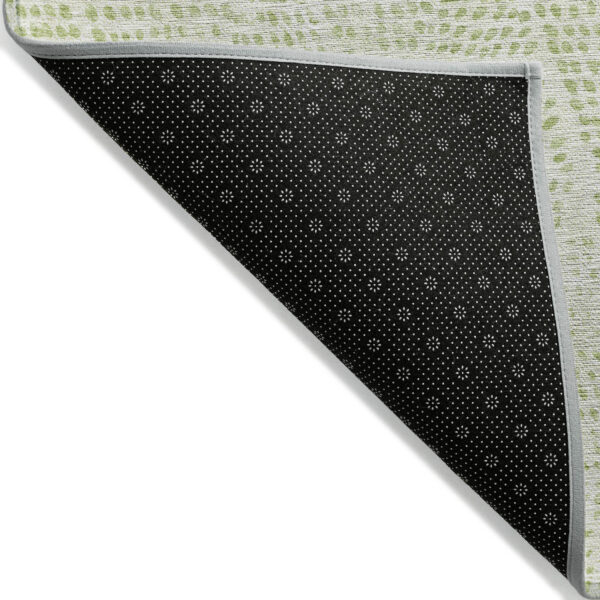 5' X 8' Artichoke Green And Ivory Geometric Washable Indoor Outdoor Area Rug