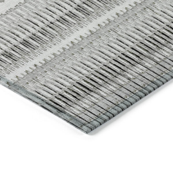 3' X 5' Ivory Gray And Taupe Striped Washable Indoor Outdoor Area Rug