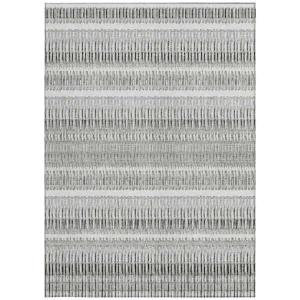 3' X 5' Ivory Gray And Taupe Striped Washable Indoor Outdoor Area Rug