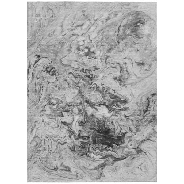 10' X 14' Gray Charcoal And Silver Abstract Washable Indoor Outdoor Area Rug