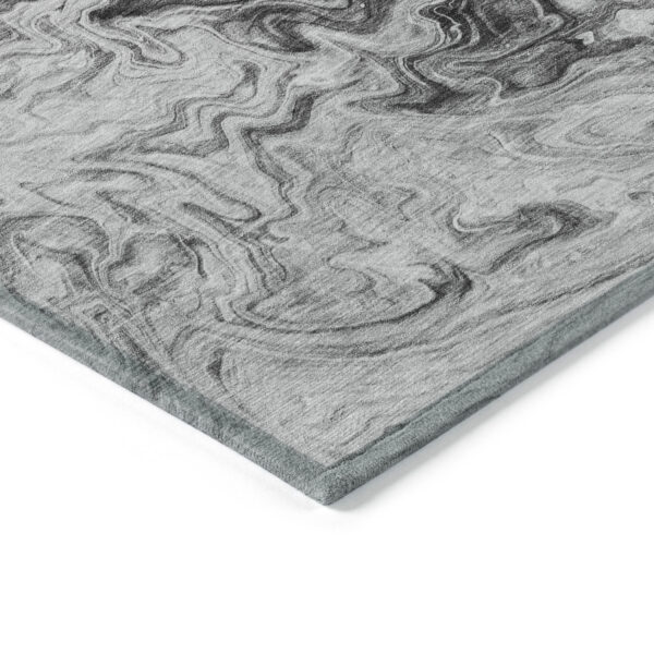 10' X 14' Gray Charcoal And Silver Abstract Washable Indoor Outdoor Area Rug