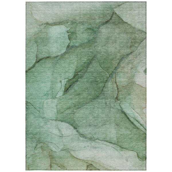 8' X 10' Green And Sage Abstract Washable Indoor Outdoor Area Rug