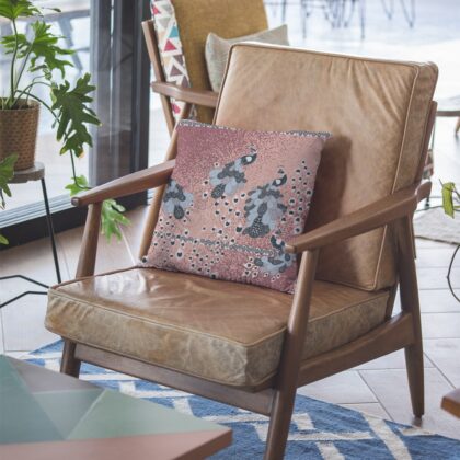 16” Dusty Pink Boho Bird Zippered Suede Throw Pillow