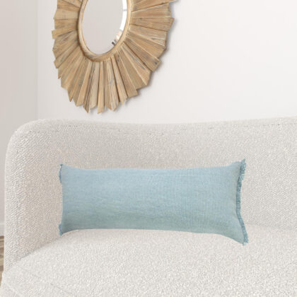 14" X 36" Light Blue 100% Cotton Zippered Pillow