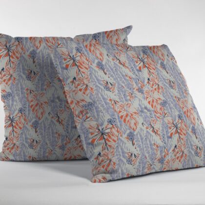 18" Orange Lavender Tropics Zippered Suede Throw Pillow
