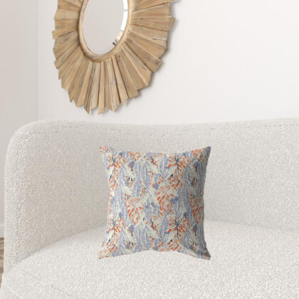 18" Orange Lavender Tropics Zippered Suede Throw Pillow