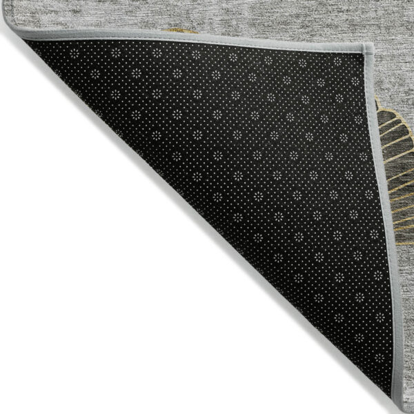 8' X 10' Gray Charcoal And Silver Floral Washable Indoor Outdoor Area Rug