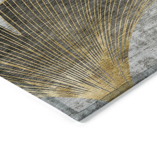 8' X 10' Gray Charcoal And Silver Floral Washable Indoor Outdoor Area Rug