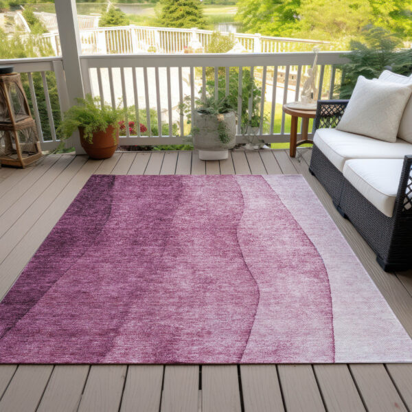 10' X 14' Merlot Blush And Pink Ombre Washable Indoor Outdoor Area Rug