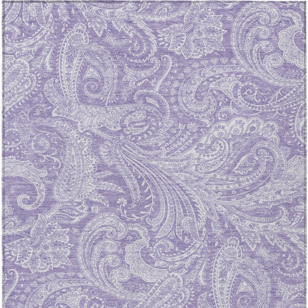 3' X 5' Lavender Purple And Ivory Paisley Washable Indoor Outdoor Area Rug