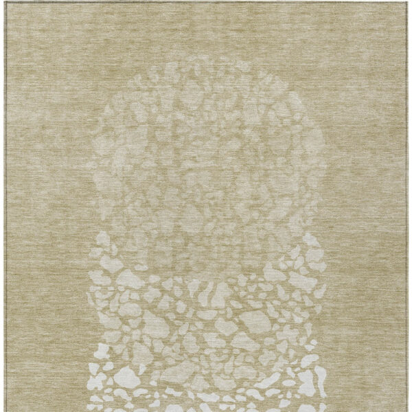 5' X 8' Beige Tan And Taupe Abstract Washable Indoor Outdoor Area Rug
