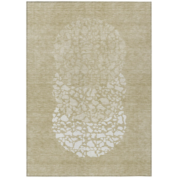 5' X 8' Beige Tan And Taupe Abstract Washable Indoor Outdoor Area Rug