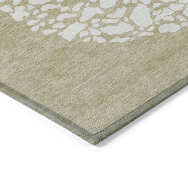 5' X 8' Beige Tan And Taupe Abstract Washable Indoor Outdoor Area Rug