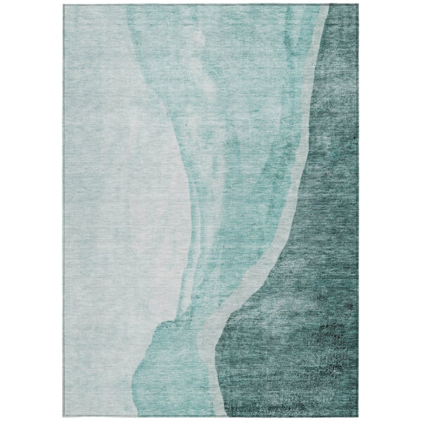 10' X 14' Teal Blue Aqua And Mint Green Abstract Washable Indoor Outdoor Area Rug