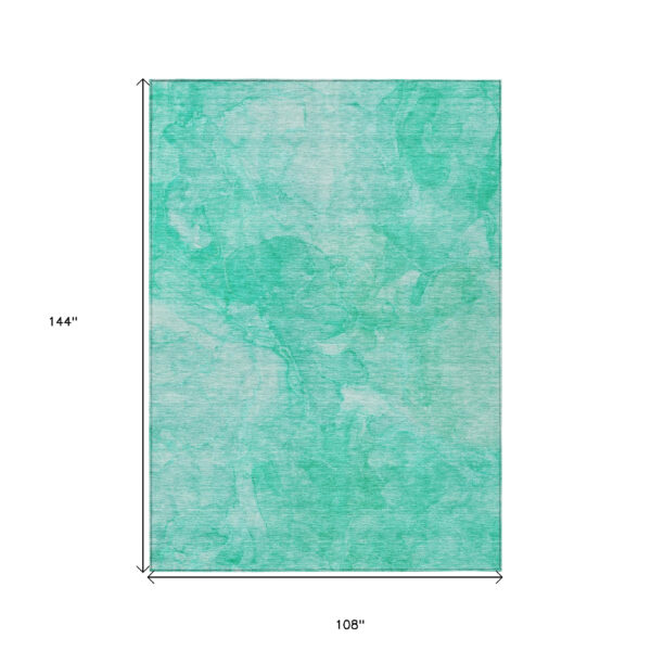 9' X 12' Teal Blue And Aqua Nautical Washable Indoor Outdoor Area Rug