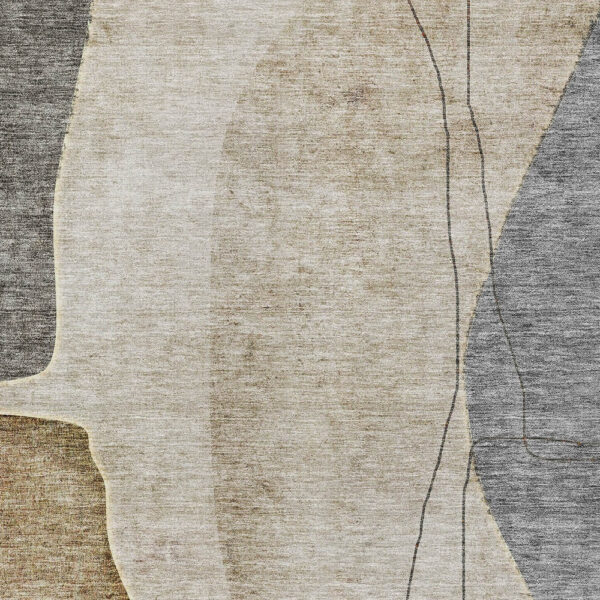 10' X 14' Taupe Beige And Gray Abstract Washable Indoor Outdoor Area Rug