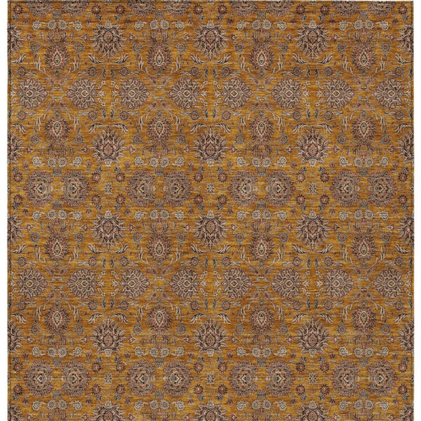 3' X 5' Copper Beige And Taupe Floral Washable Indoor Outdoor Area Rug