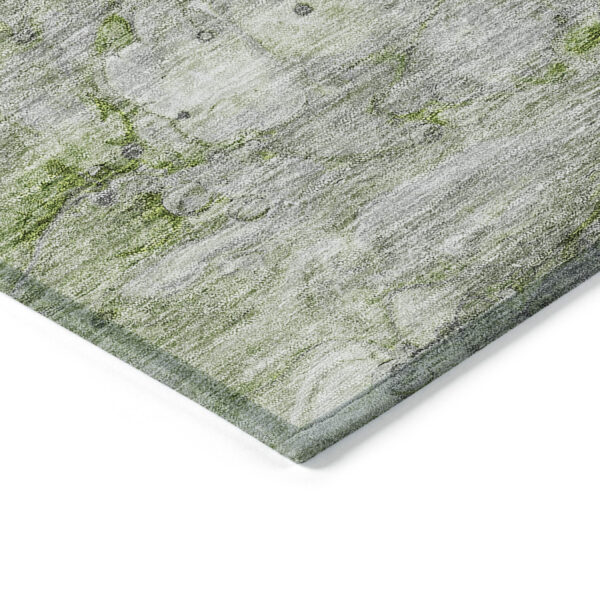8' X 10' Olive Green And Gray Abstract Washable Indoor Outdoor Area Rug