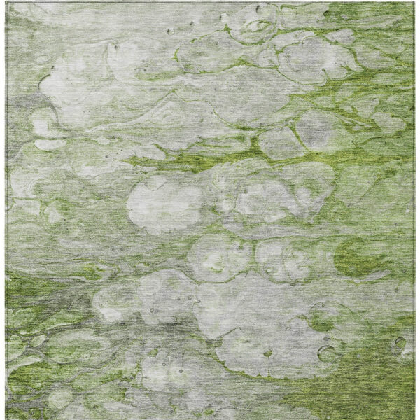 8' X 10' Olive Green And Gray Abstract Washable Indoor Outdoor Area Rug