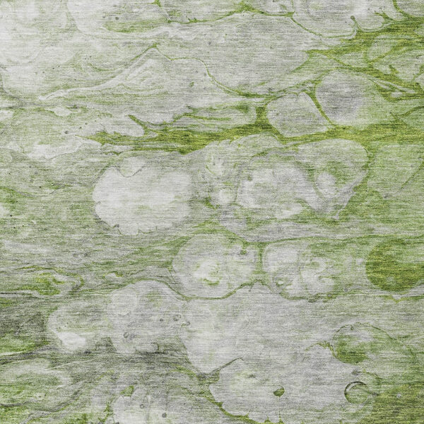 8' X 10' Olive Green And Gray Abstract Washable Indoor Outdoor Area Rug